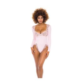 Maria Ribbed Knit & Lace Teddy Crystal Rose
